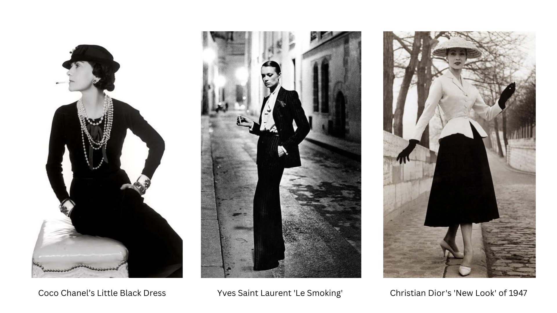 Chanel, Saint Laurent and Dior Caption