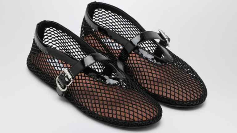 Alaïa Black Net Ballerina Flats
