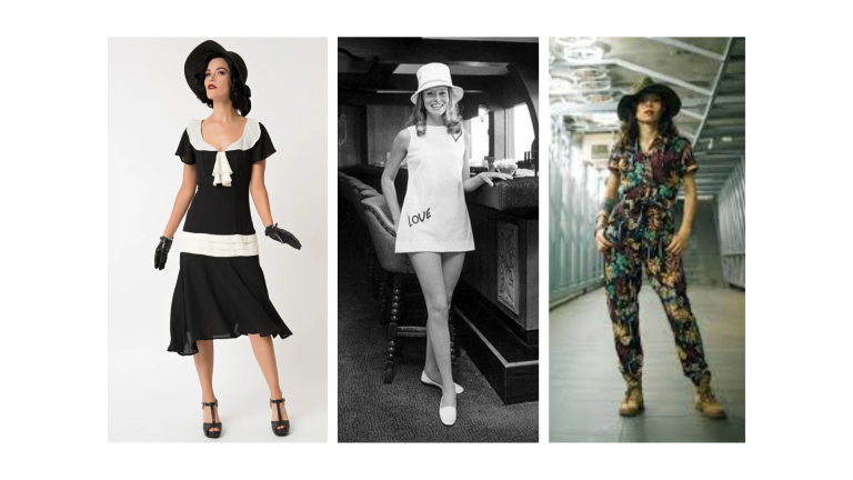 Three women in fashionable outfits showcasing different styles