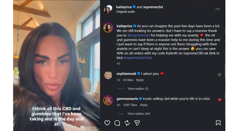 Katie Price’s Instagram post