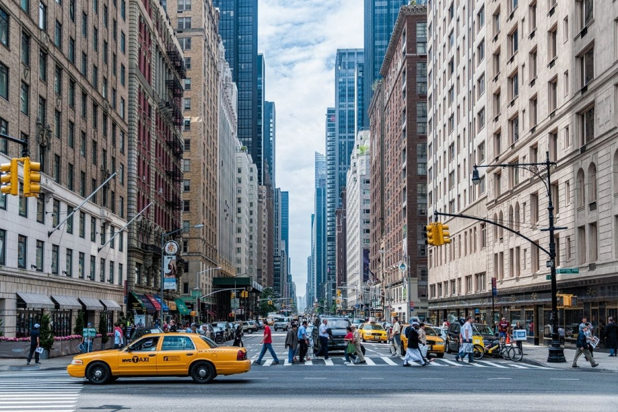 Busy Streets of New York View