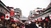 Bustling Japanese street market