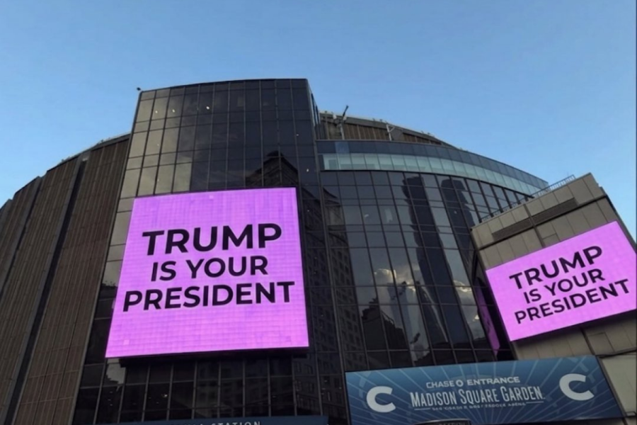 Trump is Your President Sign Outside Madison Square Garden