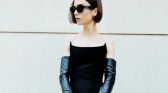 Lily Collins in a Balenciaga ensemble