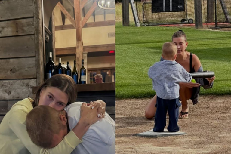 Hailey Bieber, Justin Bieber, and their son Jack Blues