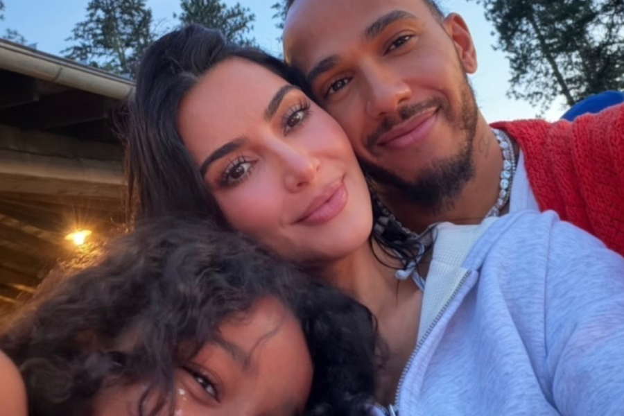 Kim Kardashian with Lewis Hamilton and daughter Chicago