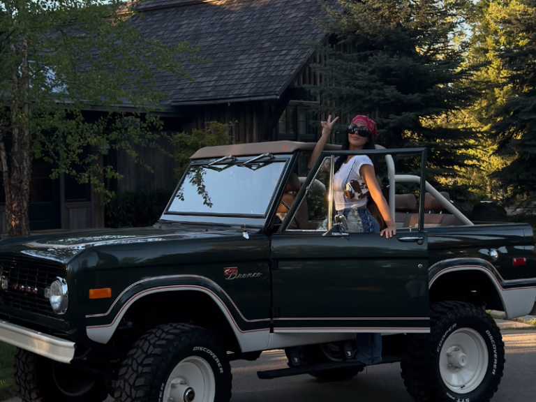Kim Kardashian riding her new vintage Ford Bronco