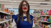 Adult In Dress Walking Through Sweet Aisle