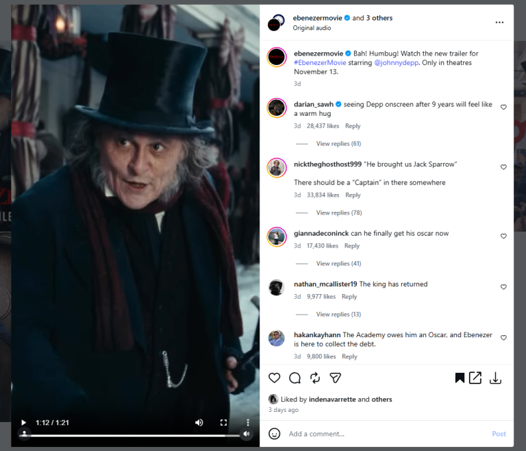 Johnny Depp on 'Ebenezer'