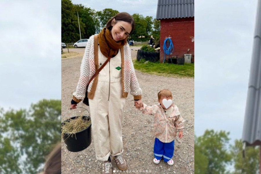 Lily Collins and her daughter, Tove