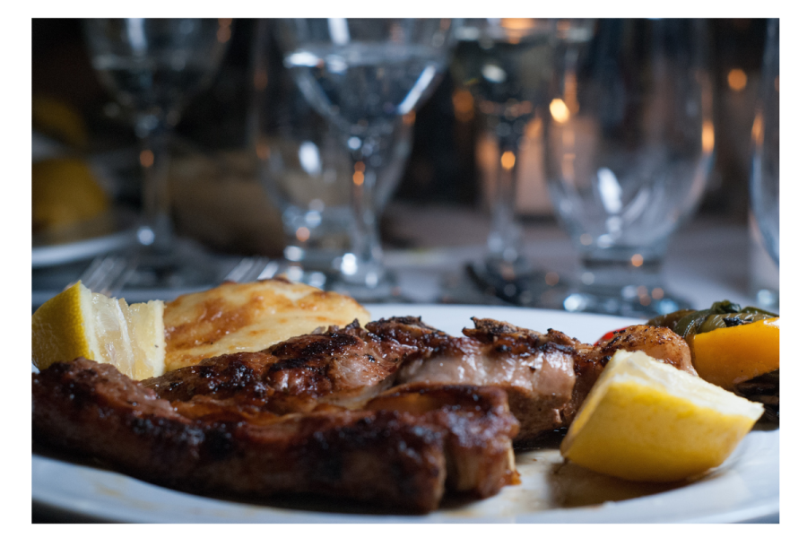 Steak dinner, wine, and nudity?