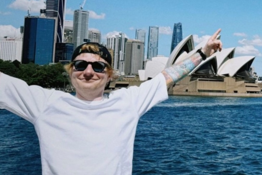 Ed Sheeran enjoys a sunny day in sunglasses