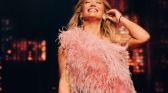 Hilary Duff in a feathered top