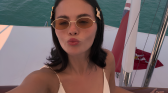 Selena Gomez posing in yacht