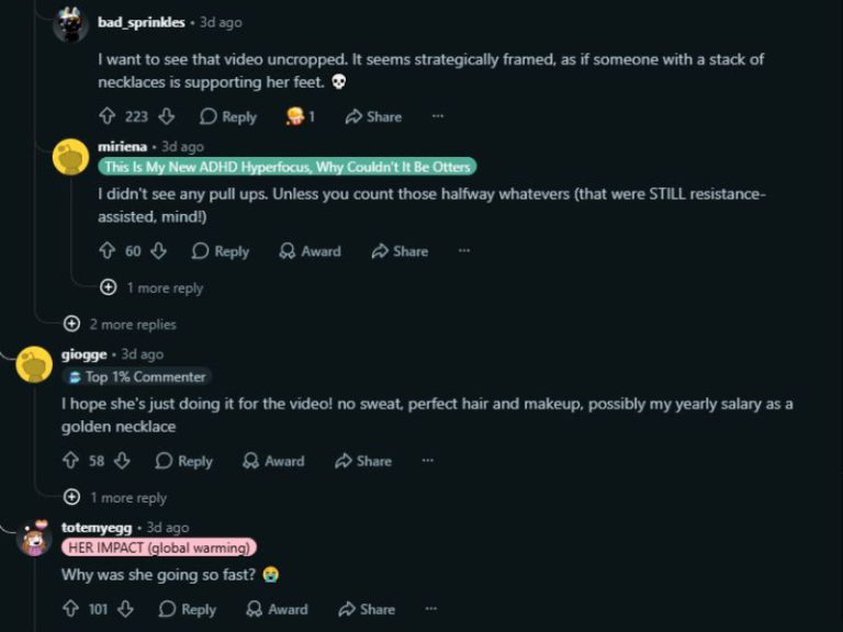 Reddit users question Taylor Swift's workout