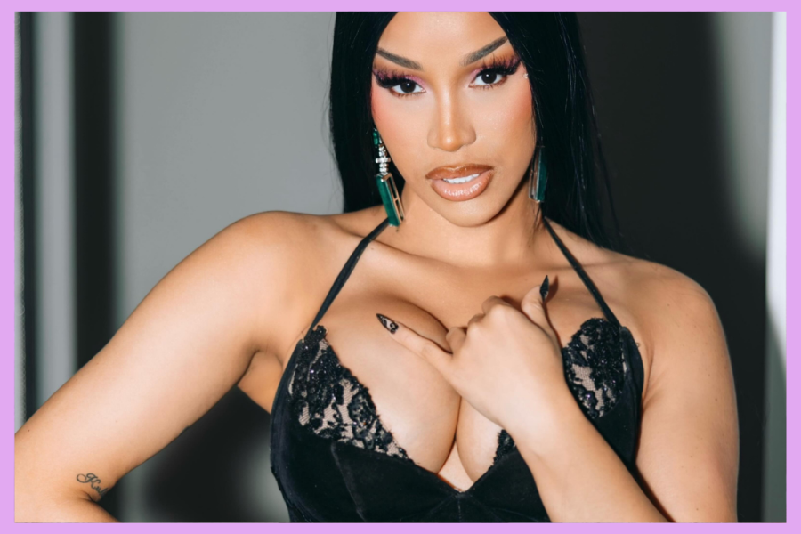 Cardi B in a black sleeveless top