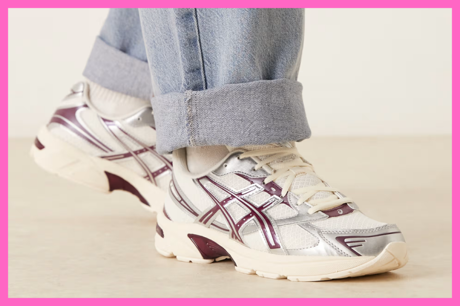 Asics Gel-1130 trainers in cream and purple