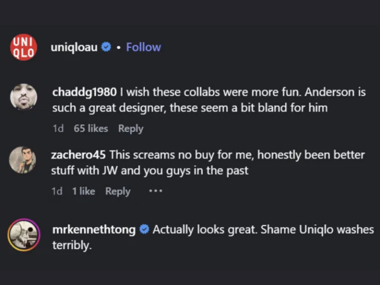 Comments on new UNIQLO x JW Anderson collection