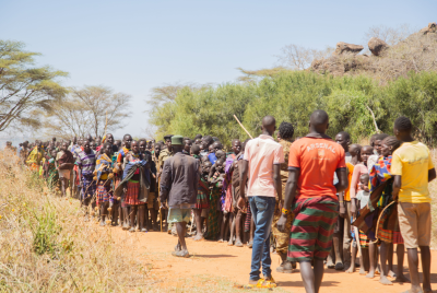 African People walking