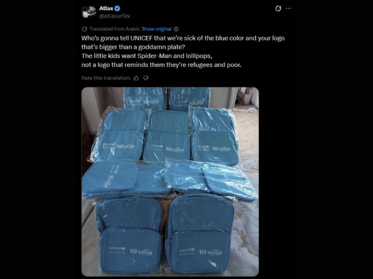 X user calls out UNICEF branded bags