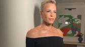 Chelsea Handler black dress bust shot