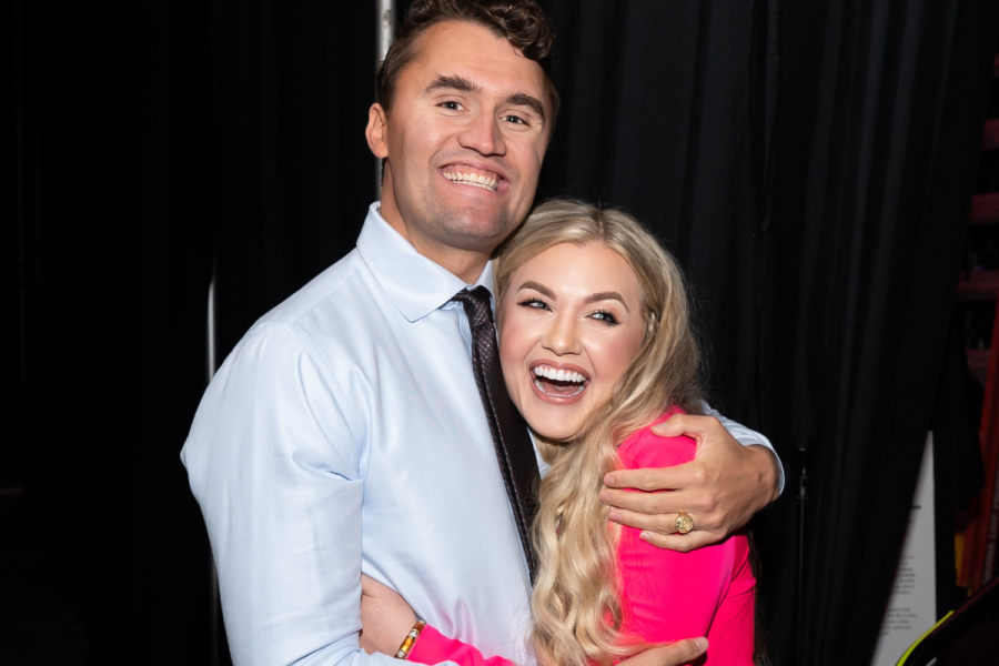 Charlie Kirk and Erika Kirk hugging