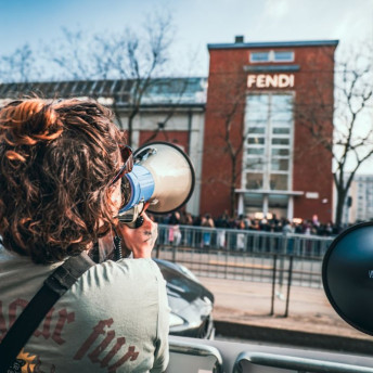 Anti-fur protesters march through Milan, demanding a fur ban