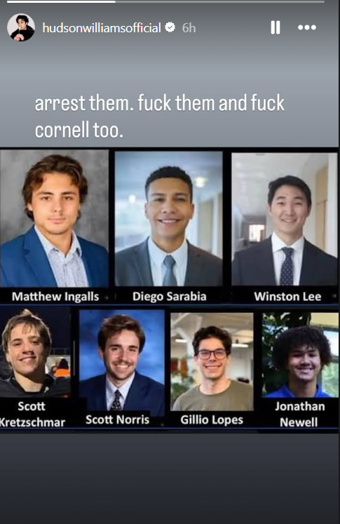 Hudson Williams's demands arrests in Cornell sexual assault case