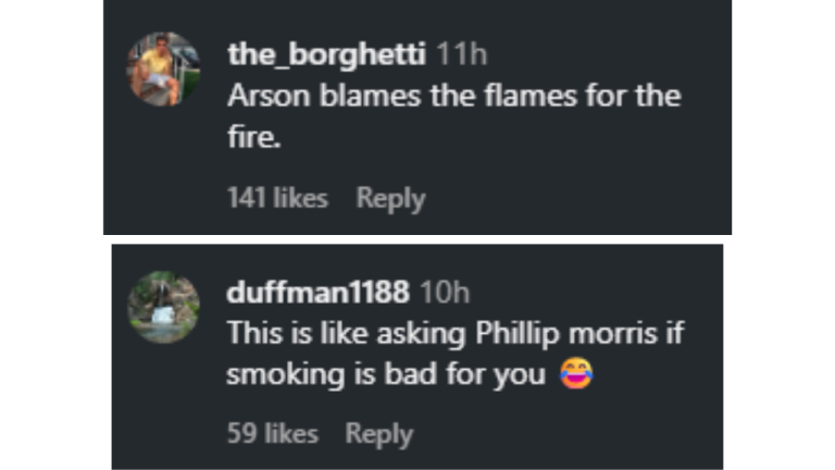 comments on Instagram
